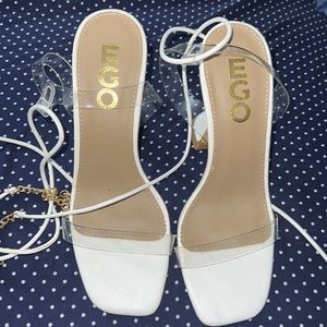 Brand new Ego white heels, USA size 4 without box